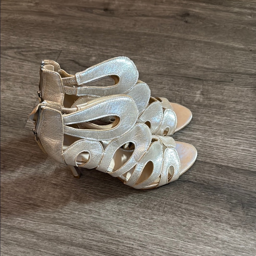 Nine West Metallic Gold Heeled Sandals